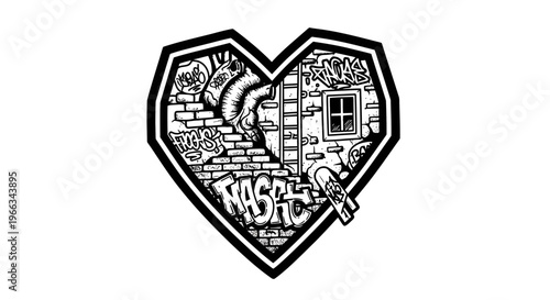 Graffiti Heart Symbol - Urban Art, Street Culture, Love Tagging