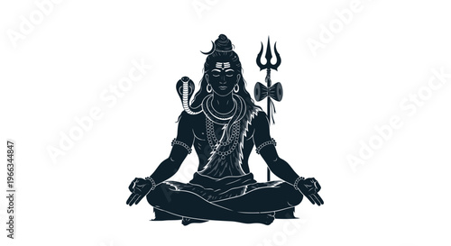 Lord Shiva Meditating, Hindu Deity, Zen, Yoga Pose, Trance, Serpent
