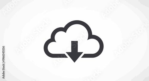 Cloud download icon representing digital data transfer, online storage, synchronization, internet service, and web backup technology.