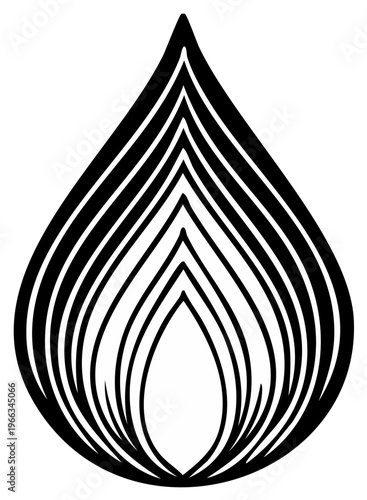 Abstract Flame Icon Shape Striped Pattern Graphic Vector Design