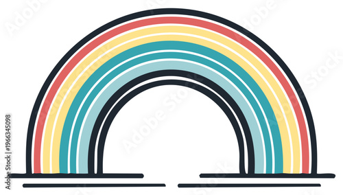 Vibrant Rainbow Illustration with Bold Outline Colorful Symbol of Hope and Optimism