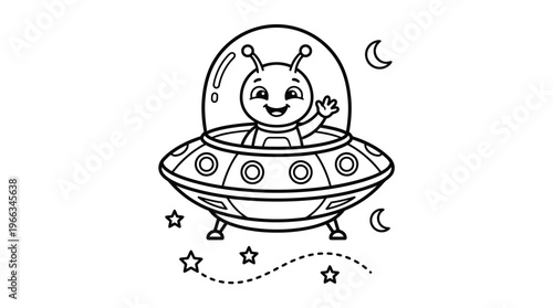 Smiling Alien in Space Ship.