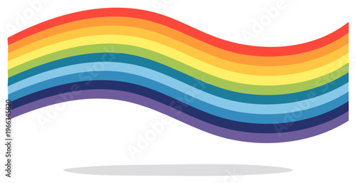 Colorful rainbow illustration with curved wavy design, LGBTQ pride symbol