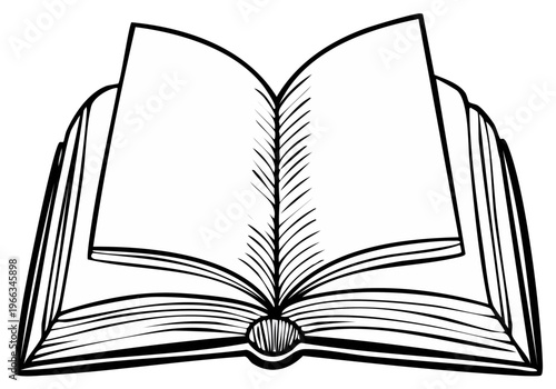 Open Book Illustration with Blank Pages for Learning Reading Writing Design
