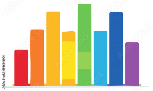 Colorful Bar Graph Displaying Data and Analytics on a White Background