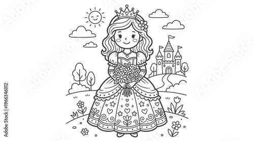 Little girl wearing a princess dress.