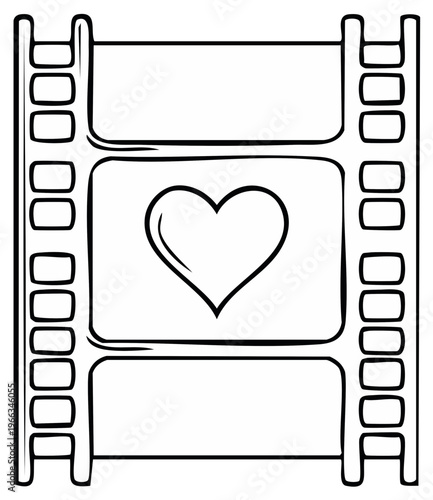 Film Strip with Heart Symbol in Center, Love and Movie Concept