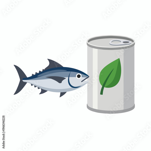 Tuna and canned food with green leaf symbol