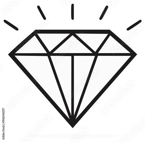 Sparkling Diamond Icon Symbolizing Luxury and Value in a Clean Minimalist Style