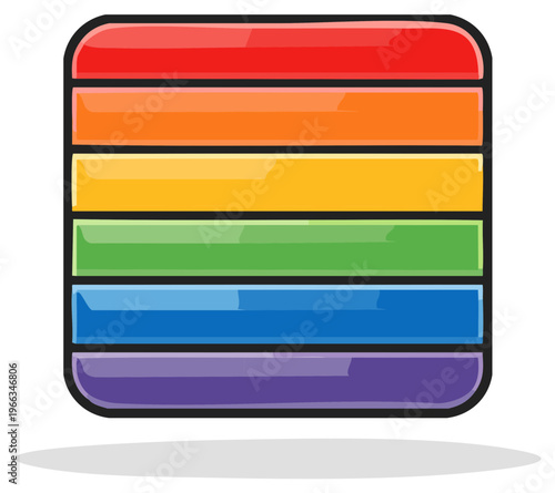 Vibrant Rainbow Color Stripes in Square Icon Graphic Style Design