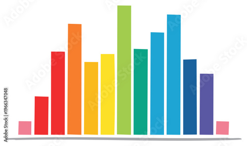 Colorful Bar Chart with Ascending and Descending Bars Representing Data