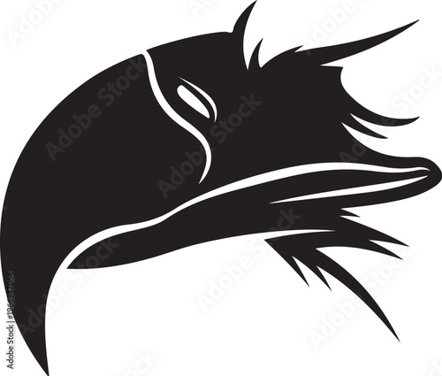 Black and white fish head silhouette illustration