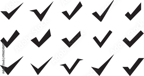 Black Check Marks on White Background