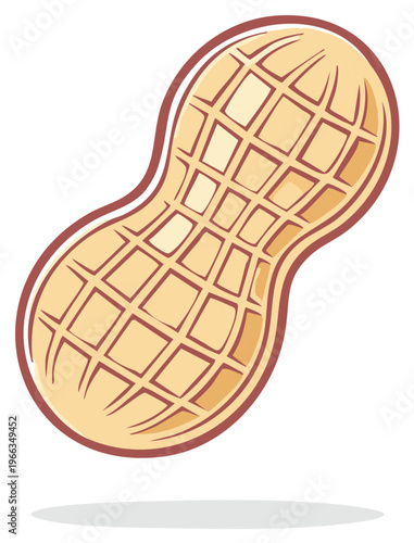 Stylized illustration of a single peanut with a textured shell and outline