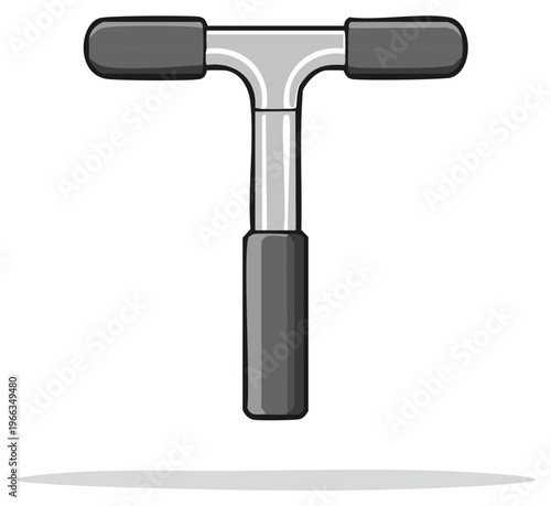 Stylized illustration of a scooter handlebar in shades of gray and black, isolated