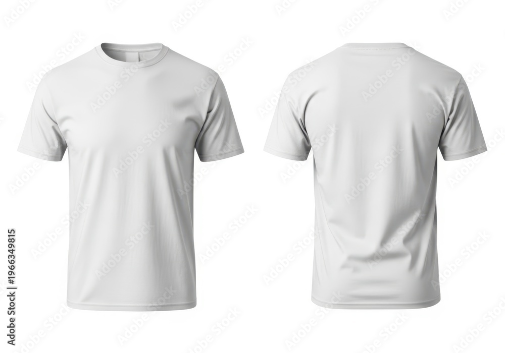 Naklejka premium A white t-shirt displayed from the front and back on a plain white background.