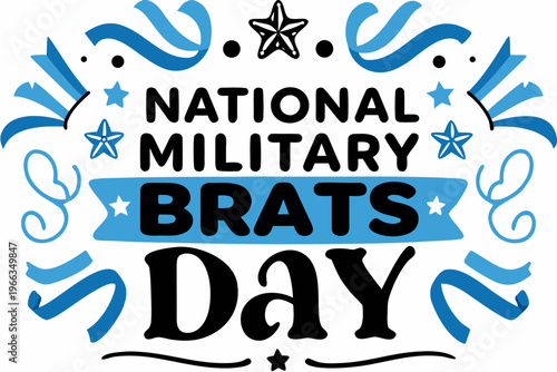 Military Kids Celebration Vector Art, National Military Brats Day Isolated on White
