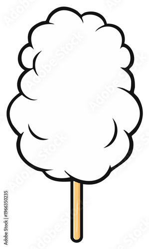Cartoon Cotton Candy on a Stick Sweet Treat Confection Illustration