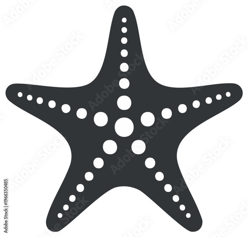 Dark gray starfish marine life icon with white dots simple graphic illustration