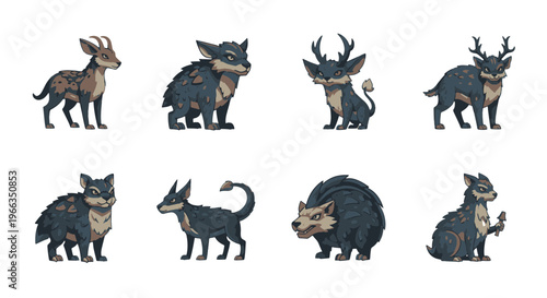 Collection of Mythical Creatures and Fantasy Animals with Fur and Antlers