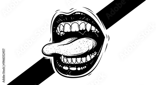Cartoon mouth with tongue out expression.