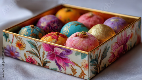Colorful sweets in decorative box symbolize joy during Diwali in small towns, bringing festive cheer and delight to celebrations