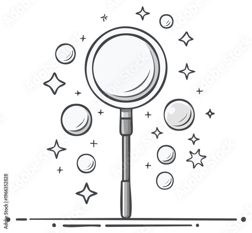 Bubbles Ready to Be Blown with Bubble Wand: Simple Illustration