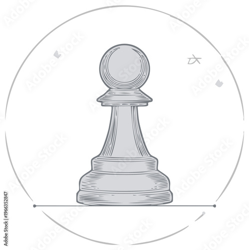 Monochrome Line Art Chess Pawn Illustration Elegant Strategy Game Concept