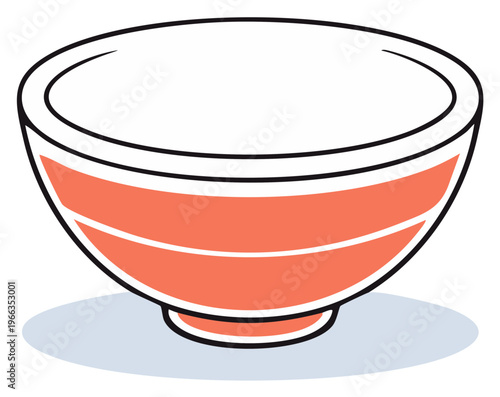 Illustration of Empty Orange Bowl on White Surface Food and Kitchen Ware