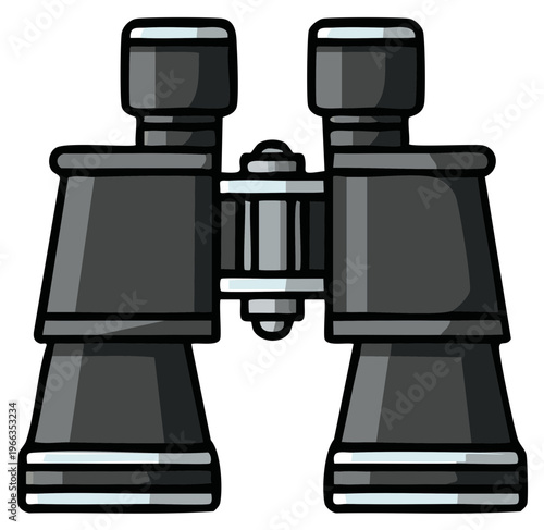Drawn binoculars tool for seeing objects close up or far away on white