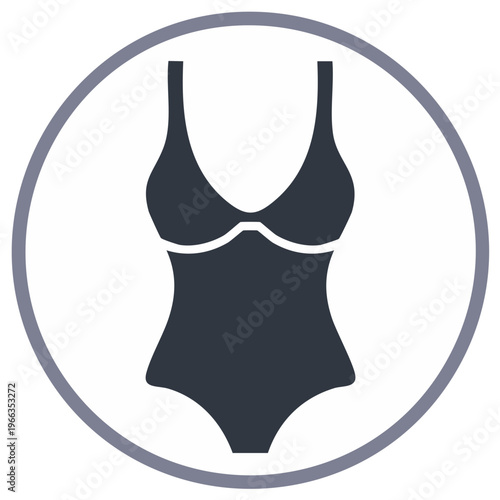 Dark one piece swimsuit icon for summer beach fashion swimwear designs