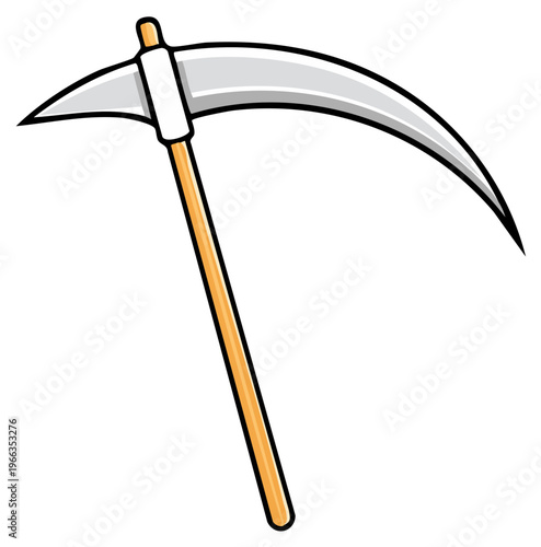 Cartoon Grim Reaper Scythe Weapon Isolated