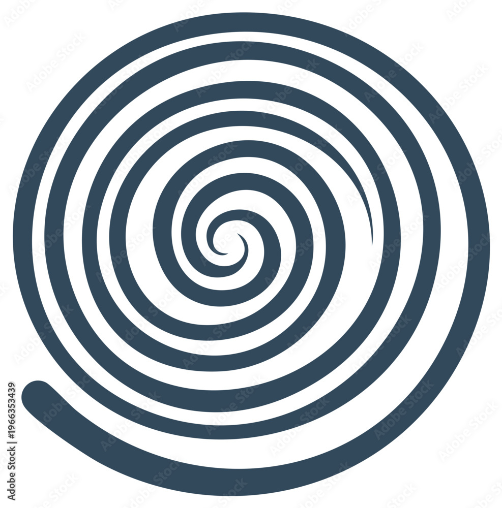 Obraz premium Hypnotic Spiral Design with Revolving Concentric Circles in Dark Teal Blue on White Background