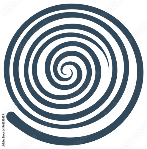 Hypnotic Spiral Design with Revolving Concentric Circles in Dark Teal Blue on White Background