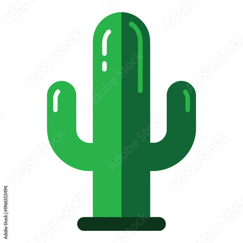 Green cactus icon with three arms on white background icon