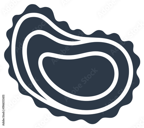 Stylized Dark Blue Wavy Edge Pasta Dumpling Icon Minimal Graphic Design