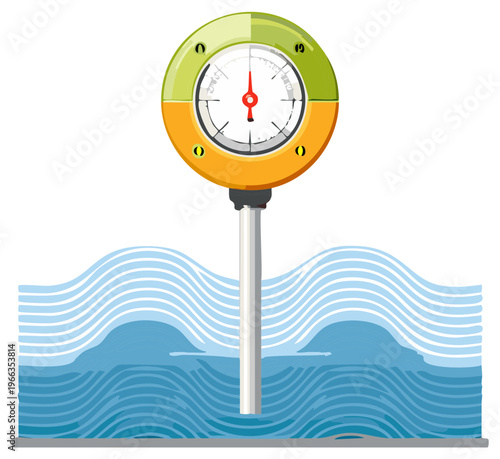 Water level meter in wavy water