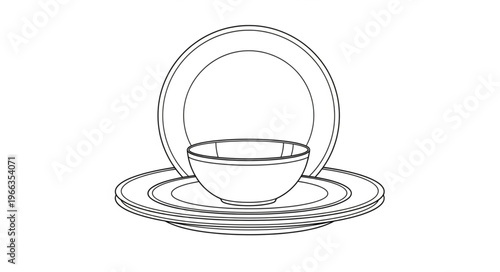 Elegant Dinnerware Set - Plates and Bowl in Minimalist Style.