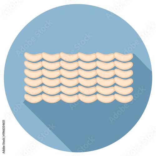 Minimalist flat design icon showcasing a neat arrangement of small beige gnocchi pasta shapes