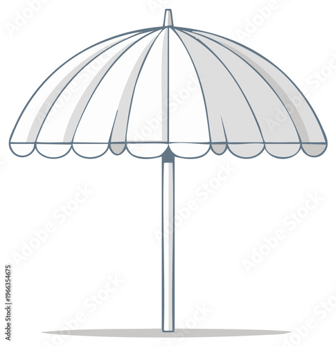 Stylized White Beach Umbrella Simple Drawing Summer Vacation Object