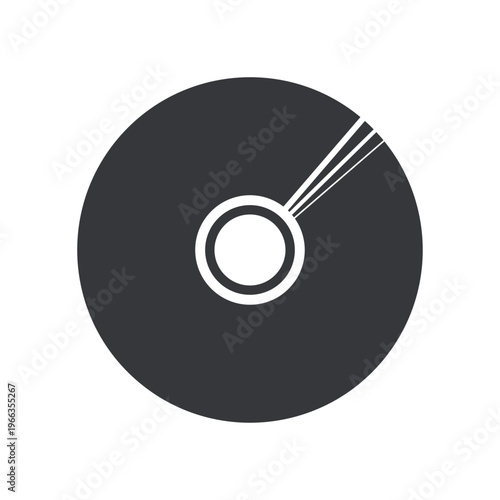 Isolated monochrome pictogram of compact disc representing data storage, music, video media, optical technology, and legacy digital recording format