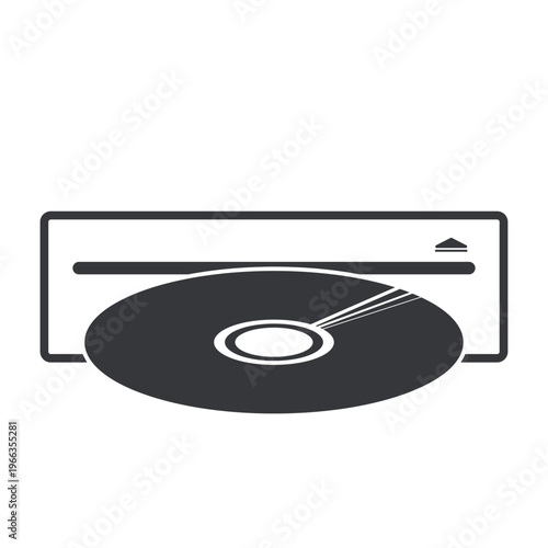 Isolated monochrome pictogram of compact disc representing data storage, music, video media, optical technology, and legacy digital recording format