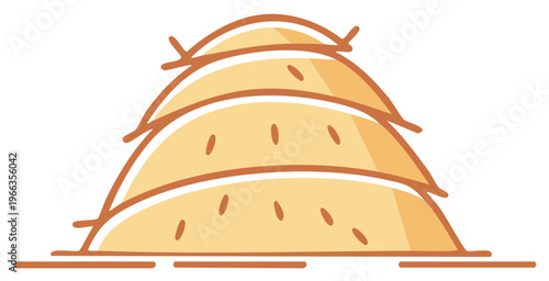 Cartoon depiction of a stack of tortillas with a grainy texture illustration