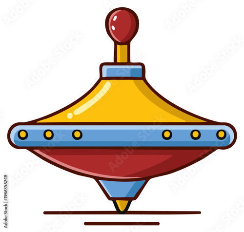 Colorful spinning top toy illustration with various colors