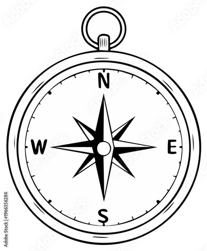Monochrome compass illustration with cardinal directions marking the way forward