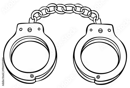 Sketch of Metal Handcuffs Connected by a Chain