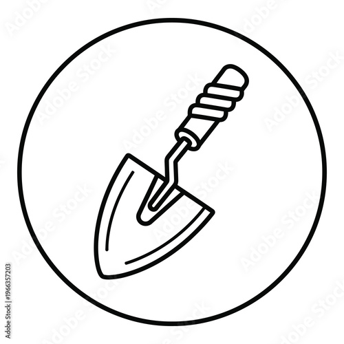 Trowel tool icon in circle isolated on white background icon