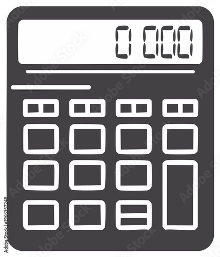 Simple digital calculator icon displaying zeros on its electronic screen for computations