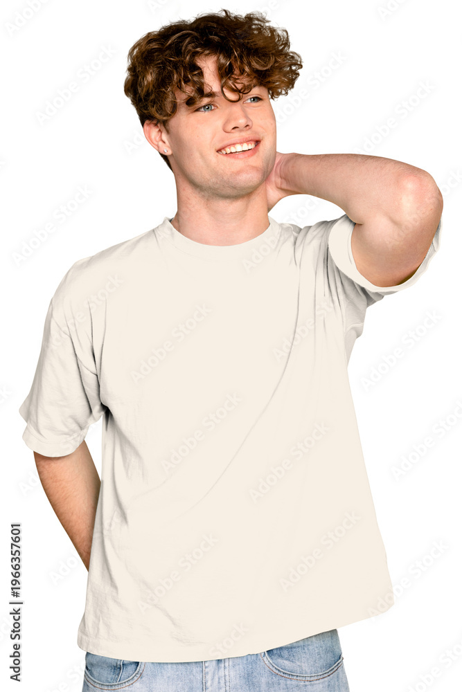 Obraz premium Handsome man png with curly hair, transparent background