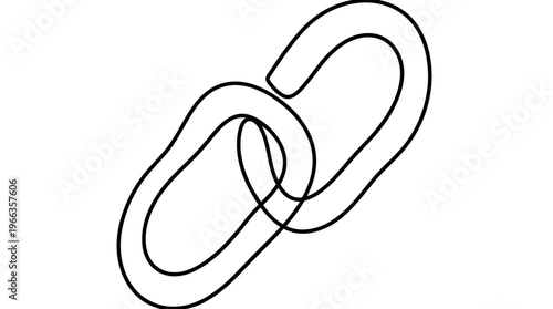 Simple graphic depicting two interconnected chain links, symbolizing unity, strength, and strong relationships in various contexts such as digital networks or secure partnerships